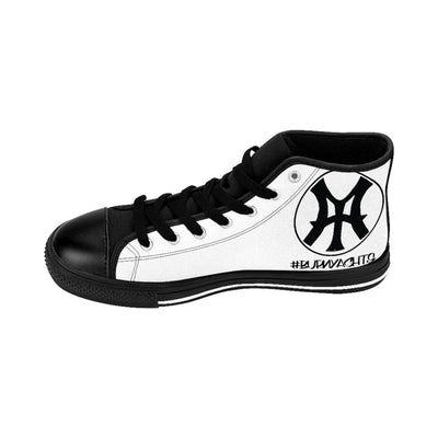 Burn Yachts Classic Logo -  Men's High-top Canvas Sneakers in White/Black