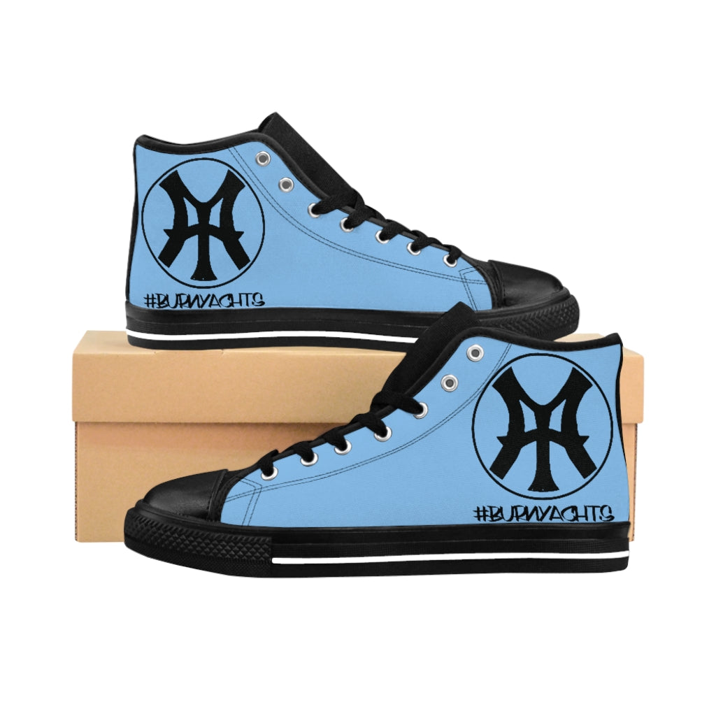 Burn Yachts Classic Logo -  Men's High-top Canvas Sneakers in Blue