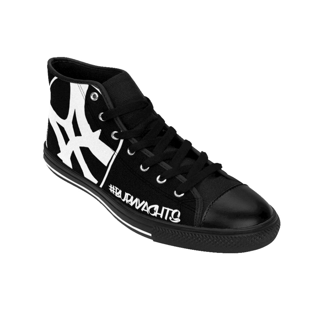 Slanted & Loud - Men's High-top Sneakers in Black/White