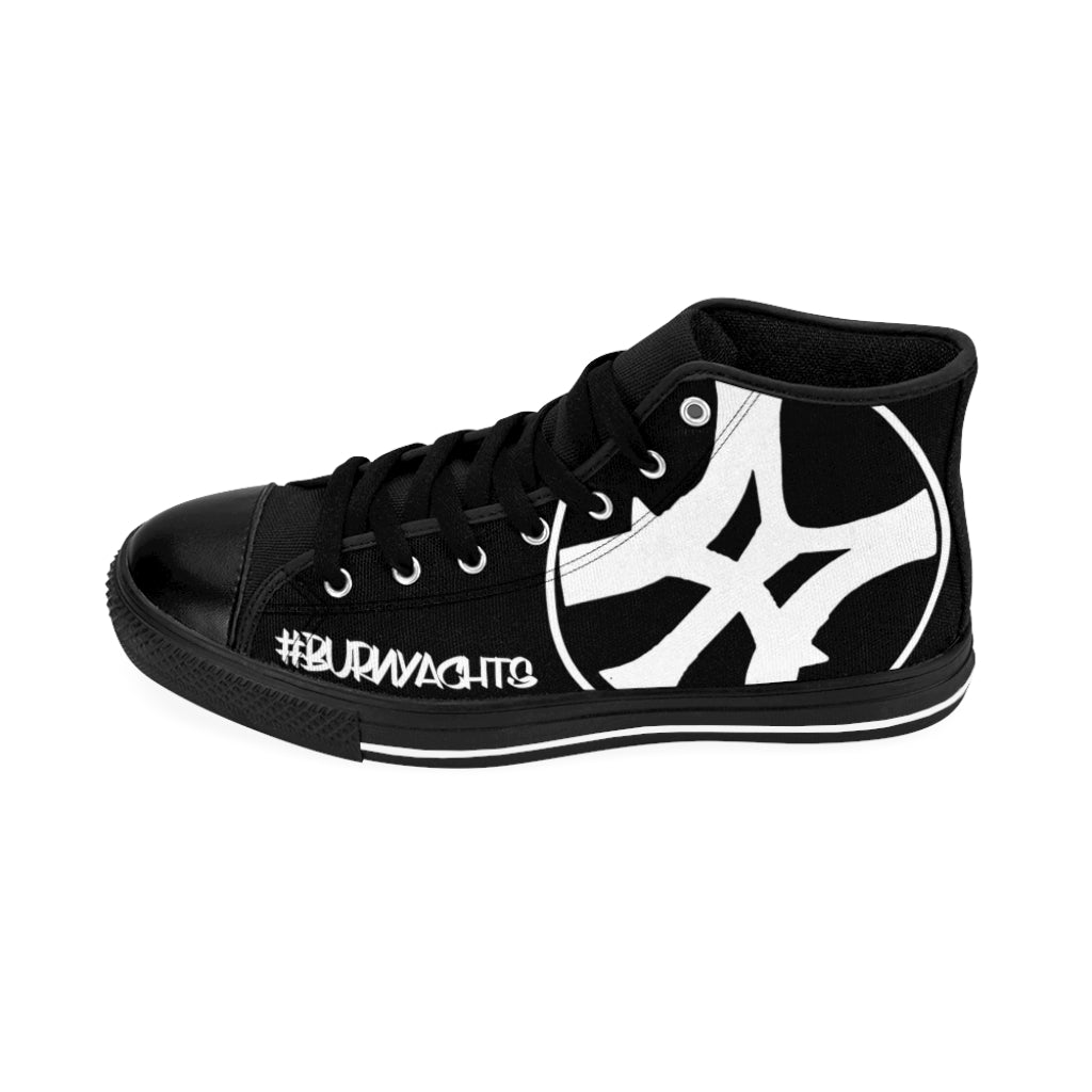 Slanted & Loud - Men's High-top Sneakers in Black/White